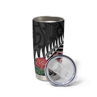 New Zealand and England Rugby Tumbler Cup Silver Fern With Red Rose LT01 - Polynesian Pride
