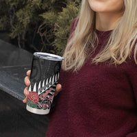 New Zealand and England Rugby Tumbler Cup Silver Fern With Red Rose LT01 - Polynesian Pride