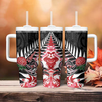 New Zealand and England Rugby Tumbler With Handle Silver Fern With Red Rose LT01 - Polynesian Pride