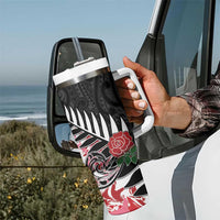 New Zealand and England Rugby Tumbler With Handle Silver Fern With Red Rose LT01 - Polynesian Pride