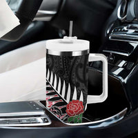 New Zealand and England Rugby Tumbler With Handle Silver Fern With Red Rose LT01 - Polynesian Pride