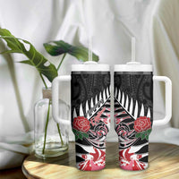 New Zealand and England Rugby Tumbler With Handle Silver Fern With Red Rose LT01 - Polynesian Pride