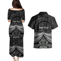Personalised Toitu Te Tiriti Aotearoa Silver Fern Couples Matching Puletasi and Hawaiian Shirt New Zealand Maori Pattern LT01 - Polynesian Pride