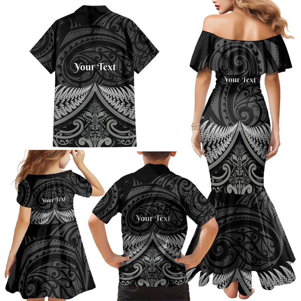 Personalised Toitu Te Tiriti Aotearoa Silver Fern Family Matching Mermaid Dress and Hawaiian Shirt New Zealand Maori Pattern LT01 - Polynesian Pride