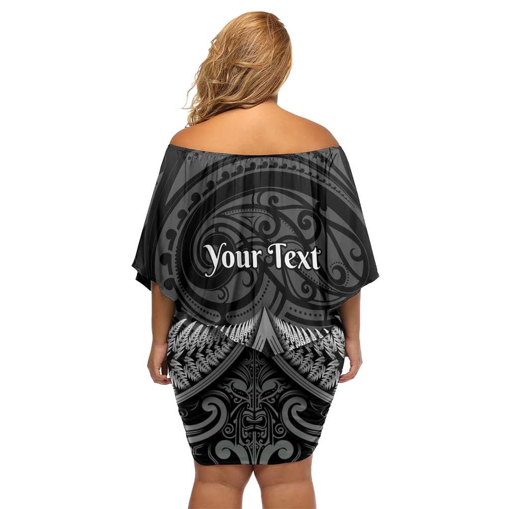 Personalised Toitu Te Tiriti Aotearoa Silver Fern Family Matching Off Shoulder Short Dress and Hawaiian Shirt New Zealand Maori Pattern LT01 - Polynesian Pride