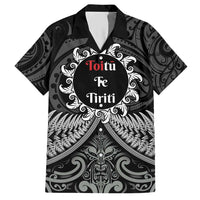 Personalised Toitu Te Tiriti Aotearoa Silver Fern Hawaiian Shirt New Zealand Maori Pattern LT01 Black - Polynesian Pride