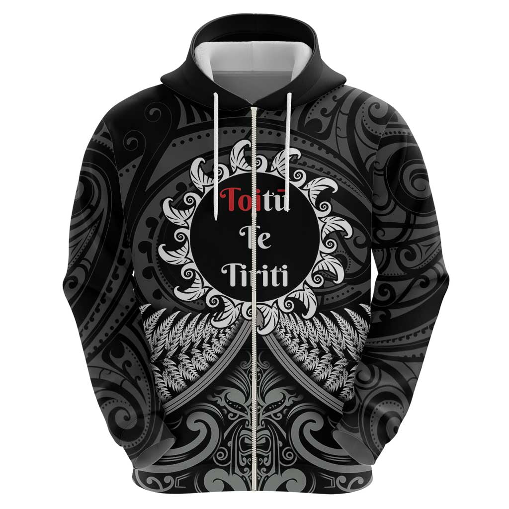 Personalised Toitu Te Tiriti Aotearoa Silver Fern Hoodie New Zealand Maori Pattern LT01 - Polynesian Pride