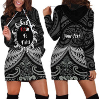 Personalised Toitu Te Tiriti Aotearoa Silver Fern Hoodie Dress New Zealand Maori Pattern LT01 - Polynesian Pride