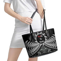 Toitu Te Tiriti Aotearoa Silver Fern Leather Tote Bag New Zealand Maori Pattern LT01 - Polynesian Pride