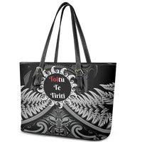 Toitu Te Tiriti Aotearoa Silver Fern Leather Tote Bag New Zealand Maori Pattern LT01 - Polynesian Pride