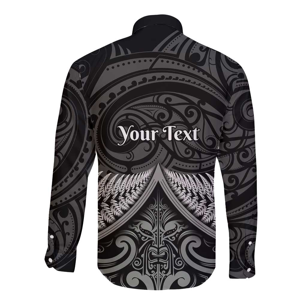 Personalised Toitu Te Tiriti Aotearoa Silver Fern Long Sleeve Button Shirt New Zealand Maori Pattern LT01 - Polynesian Pride