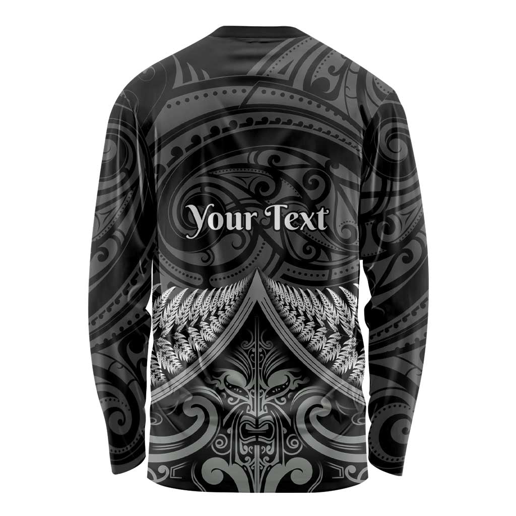 Personalised Toitu Te Tiriti Aotearoa Silver Fern Long Sleeve Shirt New Zealand Maori Pattern LT01 - Polynesian Pride