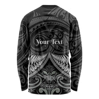 Personalised Toitu Te Tiriti Aotearoa Silver Fern Long Sleeve Shirt New Zealand Maori Pattern LT01 - Polynesian Pride