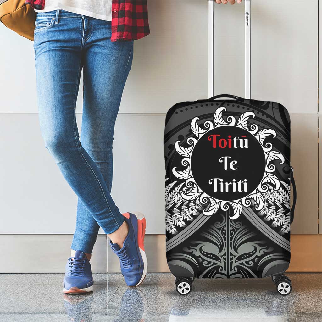 Toitu Te Tiriti Aotearoa Silver Fern Luggage Cover New Zealand Maori Pattern