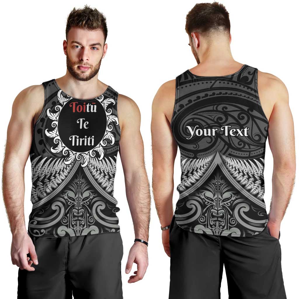 Personalised Toitu Te Tiriti Aotearoa Silver Fern Men Tank Top New Zealand Maori Pattern LT01 - Polynesian Pride