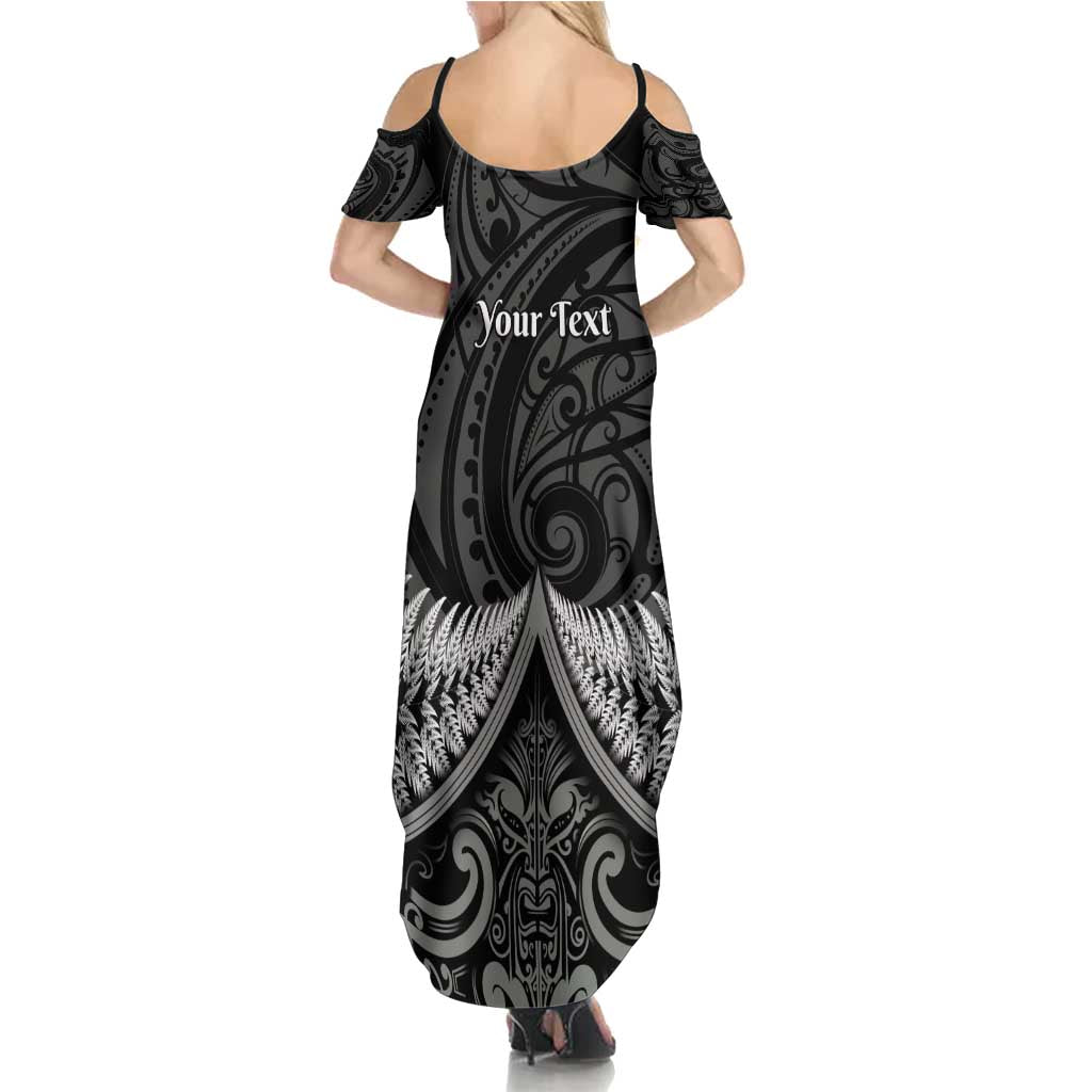 Personalised Toitu Te Tiriti Aotearoa Silver Fern Summer Maxi Dress New Zealand Maori Pattern LT01 - Polynesian Pride