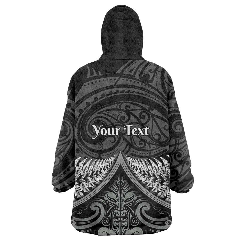 Personalised Toitu Te Tiriti Aotearoa Silver Fern Wearable Blanket Hoodie New Zealand Maori Pattern LT01 - Polynesian Pride