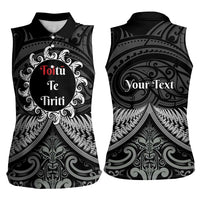 Personalised Toitu Te Tiriti Aotearoa Silver Fern Women Sleeveless Polo Shirt New Zealand Maori Pattern LT01 - Polynesian Pride