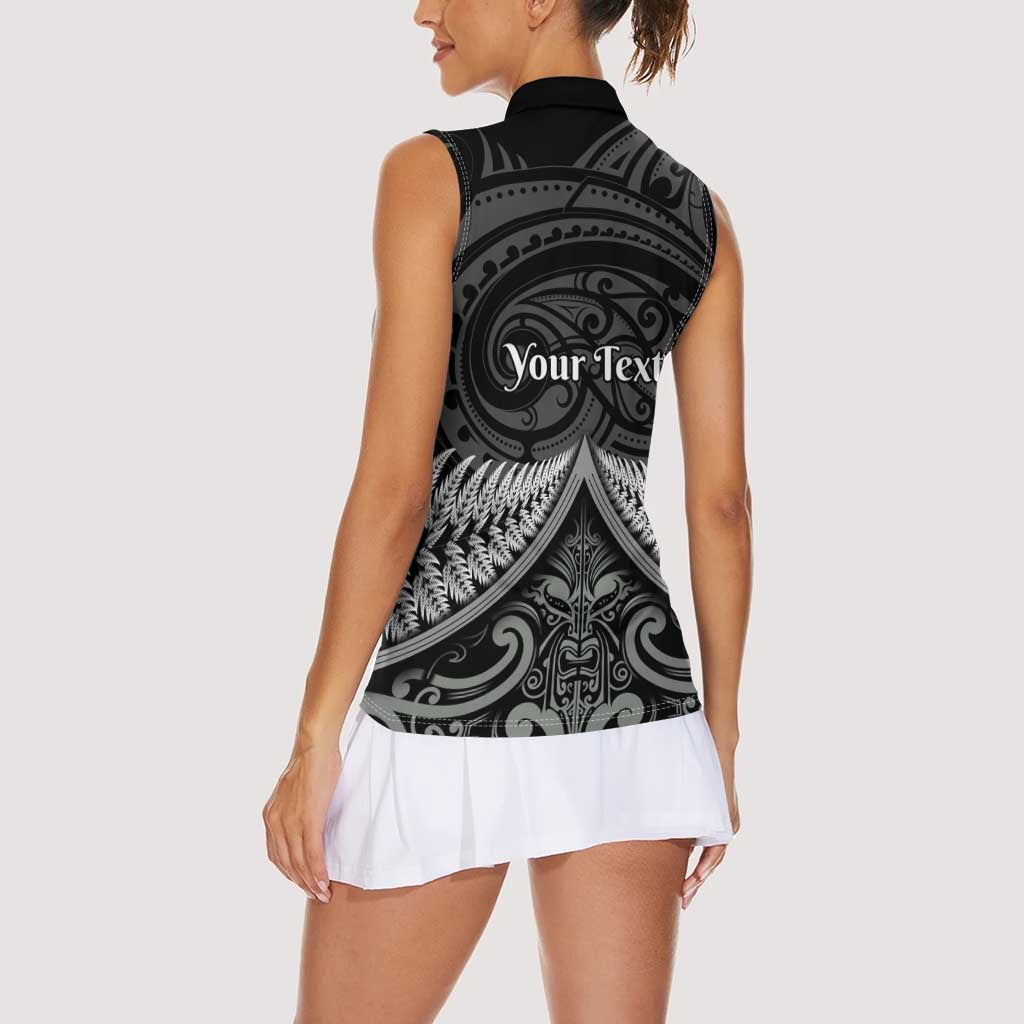 Personalised Toitu Te Tiriti Aotearoa Silver Fern Women Sleeveless Polo Shirt New Zealand Maori Pattern LT01 - Polynesian Pride