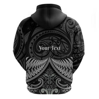 Personalised Toitu Te Tiriti Aotearoa Silver Fern Zip Hoodie New Zealand Maori Pattern LT01 - Polynesian Pride