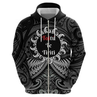 Personalised Toitu Te Tiriti Aotearoa Silver Fern Zip Hoodie New Zealand Maori Pattern LT01 - Polynesian Pride