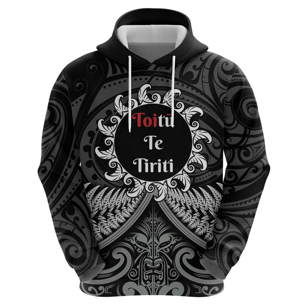 Personalised Toitu Te Tiriti Aotearoa Silver Fern Zip Hoodie New Zealand Maori Pattern LT01 - Polynesian Pride