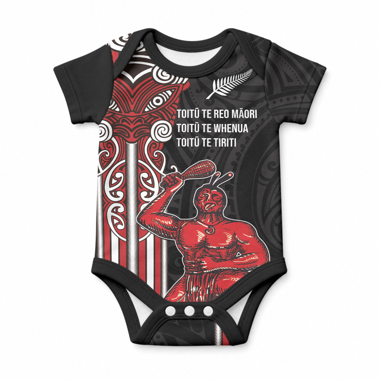 Toitu Te Reo Maori Toitu Te Whenua Toitu Te Tiriti Baby Onesie Maori Warrior New Zealand