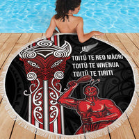 Toitu Te Reo Maori Toitu Te Whenua Toitu Te Tiriti Beach Blanket Maori Warrior New Zealand LT01 - Polynesian Pride