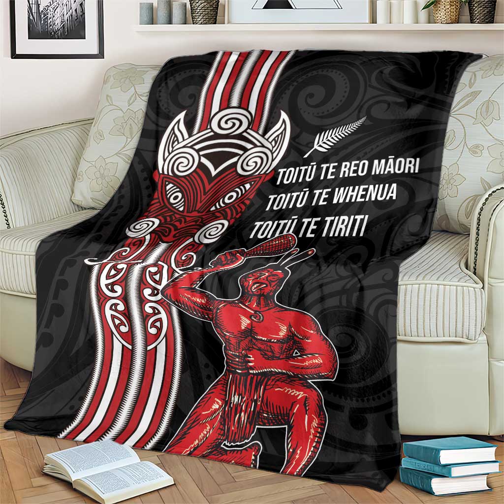 Toitu Te Reo Maori Toitu Te Whenua Toitu Te Tiriti Blanket Maori Warrior New Zealand LT01 - Polynesian Pride