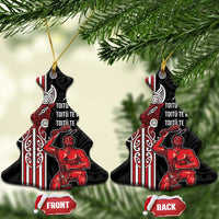 Toitu Te Reo Maori Toitu Te Whenua Toitu Te Tiriti Ceramic Ornament Maori Warrior LT01 Christmas Tree Black - Polynesian Pride