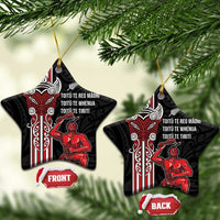 Toitu Te Reo Maori Toitu Te Whenua Toitu Te Tiriti Ceramic Ornament Maori Warrior LT01 Star Black - Polynesian Pride