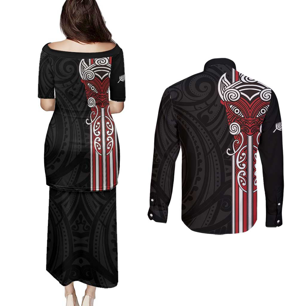 Toitu Te Reo Maori Toitu Te Whenua Toitu Te Tiriti Couples Matching Puletasi and Long Sleeve Button Shirt Maori Warrior New Zealand LT01 - Polynesian Pride