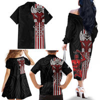 Toitu Te Reo Maori Toitu Te Whenua Toitu Te Tiriti Family Matching Off The Shoulder Long Sleeve Dress and Hawaiian Shirt Maori Warrior New Zealand LT01 - Polynesian Pride