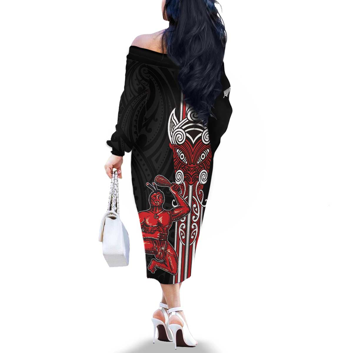 Toitu Te Reo Maori Toitu Te Whenua Toitu Te Tiriti Family Matching Off The Shoulder Long Sleeve Dress and Hawaiian Shirt Maori Warrior New Zealand LT01 - Polynesian Pride