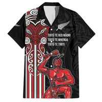 Toitu Te Reo Maori Toitu Te Whenua Toitu Te Tiriti Family Matching Off Shoulder Maxi Dress and Hawaiian Shirt Maori Warrior New Zealand LT01 Dad's Shirt - Short Sleeve Black - Polynesian Pride