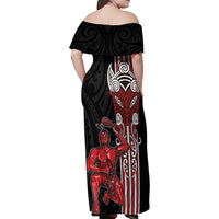 Toitu Te Reo Maori Toitu Te Whenua Toitu Te Tiriti Family Matching Off Shoulder Maxi Dress and Hawaiian Shirt Maori Warrior New Zealand LT01 - Polynesian Pride