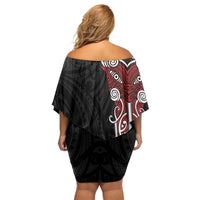 Toitu Te Reo Maori Toitu Te Whenua Toitu Te Tiriti Family Matching Off Shoulder Short Dress and Hawaiian Shirt Maori Warrior New Zealand LT01 - Polynesian Pride