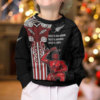 Toitu Te Reo Maori Toitu Te Whenua Toitu Te Tiriti Kid Ugly Christmas Sweater Maori Warrior LT01 - Polynesian Pride