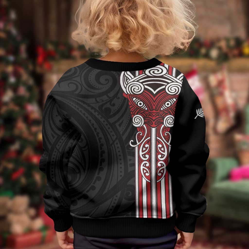 Toitu Te Reo Maori Toitu Te Whenua Toitu Te Tiriti Kid Ugly Christmas Sweater Maori Warrior LT01 - Polynesian Pride