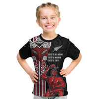 Toitu Te Reo Maori Toitu Te Whenua Toitu Te Tiriti Kid T Shirt Maori Warrior New Zealand LT01 Black - Polynesian Pride