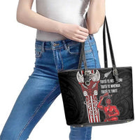 Toitu Te Reo Maori Toitu Te Whenua Toitu Te Tiriti Leather Tote Bag Maori Warrior New Zealand LT01 - Polynesian Pride