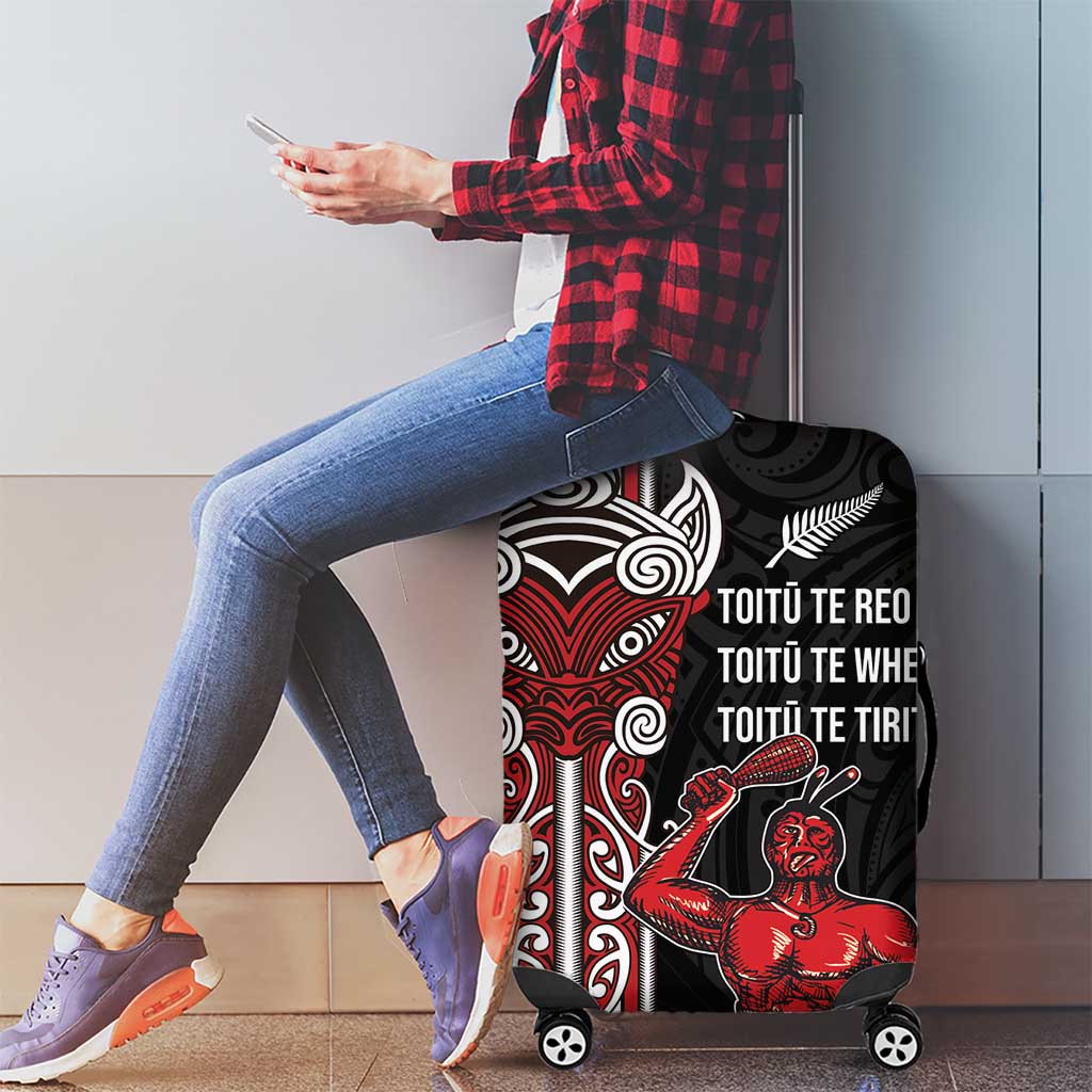 Toitu Te Reo Maori Toitu Te Whenua Toitu Te Tiriti Luggage Cover Maori Warrior New Zealand