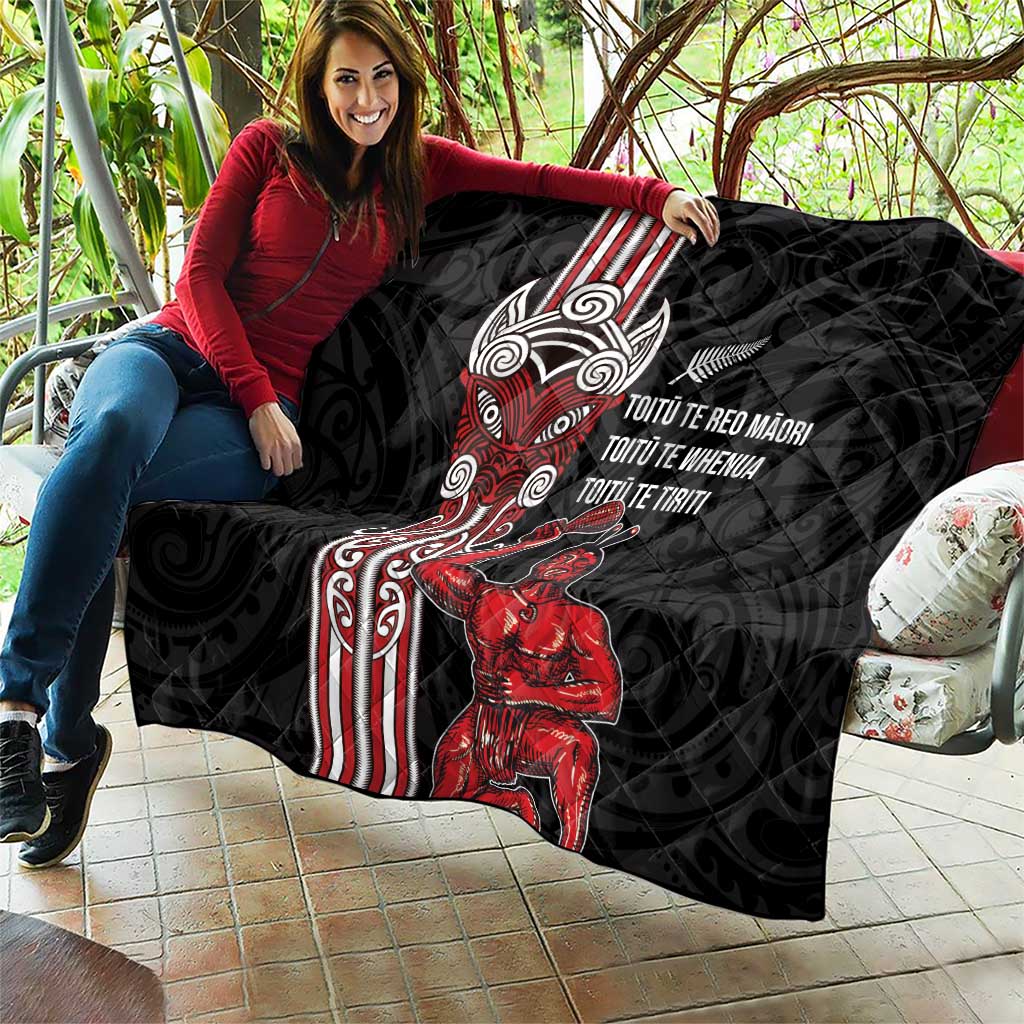 Toitu Te Reo Maori Toitu Te Whenua Toitu Te Tiriti Quilt Maori Warrior New Zealand LT01 - Polynesian Pride