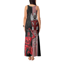 Toitu Te Reo Maori Toitu Te Whenua Toitu Te Tiriti Tank Maxi Dress Maori Warrior New Zealand LT01 - Polynesian Pride