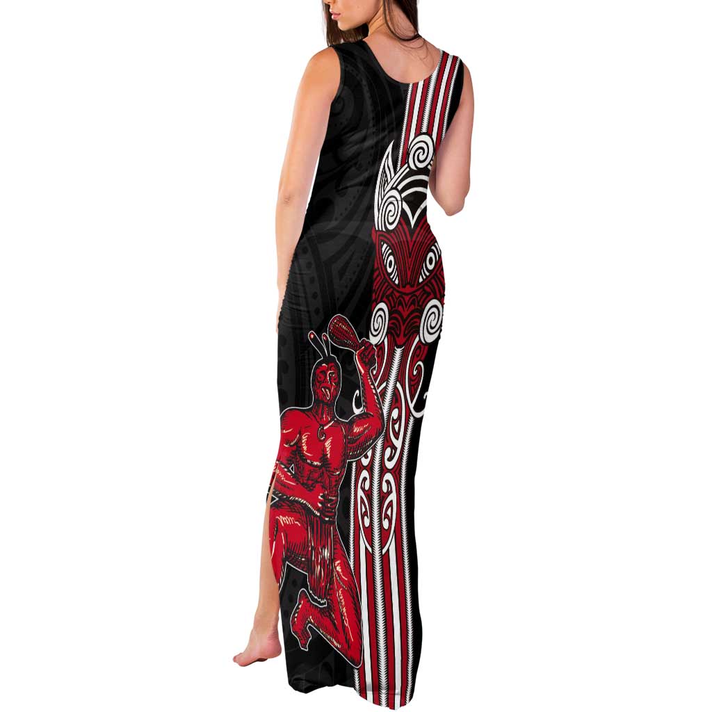 Toitu Te Reo Maori Toitu Te Whenua Toitu Te Tiriti Tank Maxi Dress Maori Warrior New Zealand LT01 - Polynesian Pride