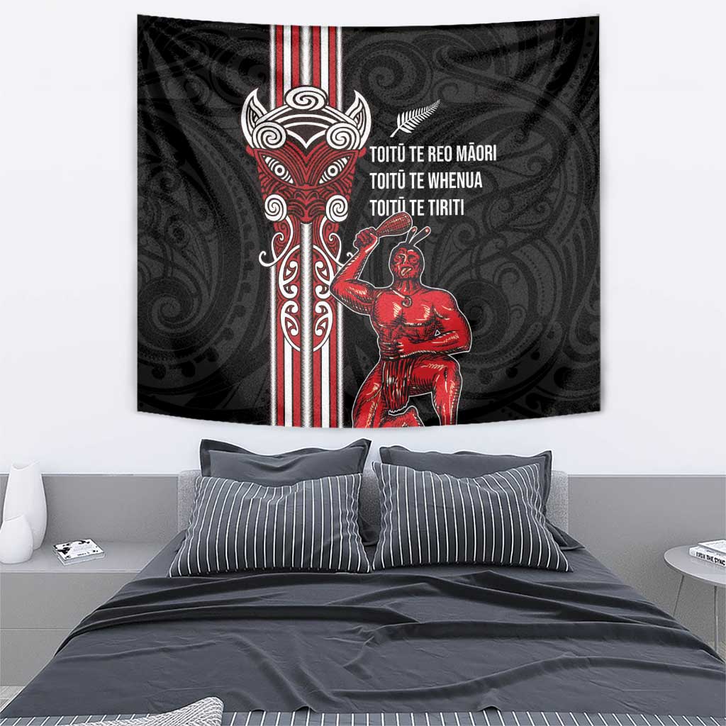 Toitu Te Reo Maori Toitu Te Whenua Toitu Te Tiriti Tapestry Maori Warrior New Zealand LT01 - Polynesian Pride
