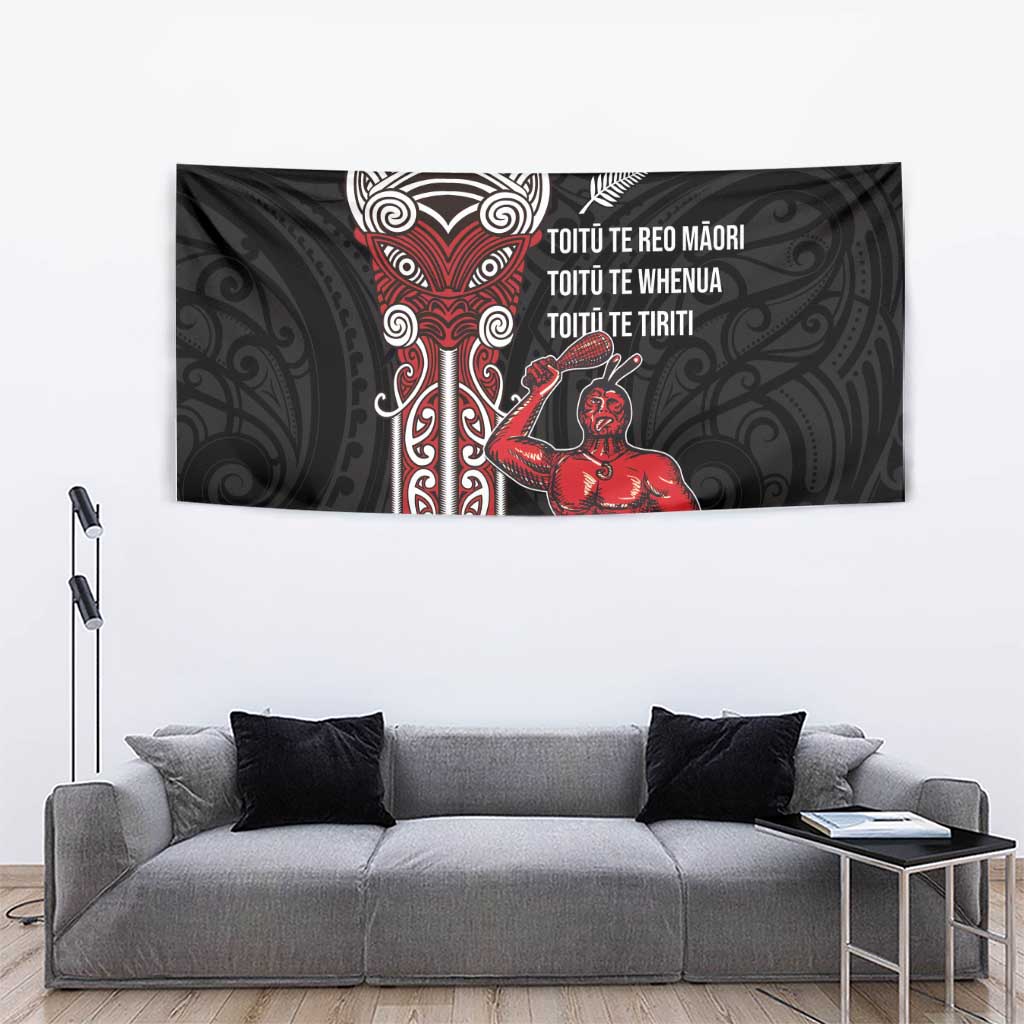 Toitu Te Reo Maori Toitu Te Whenua Toitu Te Tiriti Tapestry Maori Warrior New Zealand LT01 - Polynesian Pride