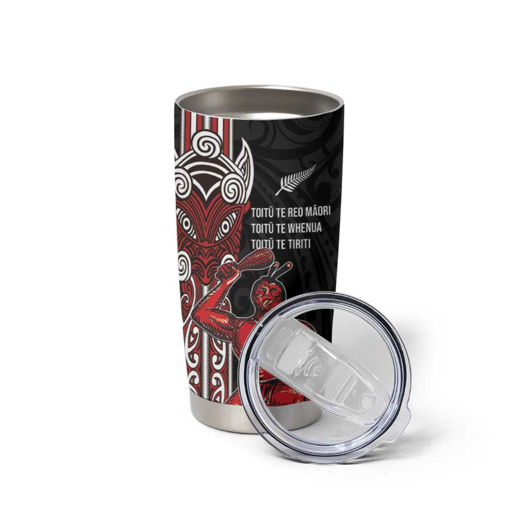 Toitu Te Reo Maori Toitu Te Whenua Toitu Te Tiriti Tumbler Cup Maori Warrior LT01 - Polynesian Pride