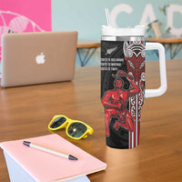 Toitu Te Reo Maori Toitu Te Whenua Toitu Te Tiriti Tumbler With Handle Maori Warrior LT01 - Polynesian Pride