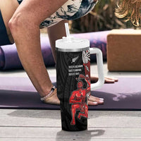 Toitu Te Reo Maori Toitu Te Whenua Toitu Te Tiriti Tumbler With Handle Maori Warrior LT01 - Polynesian Pride